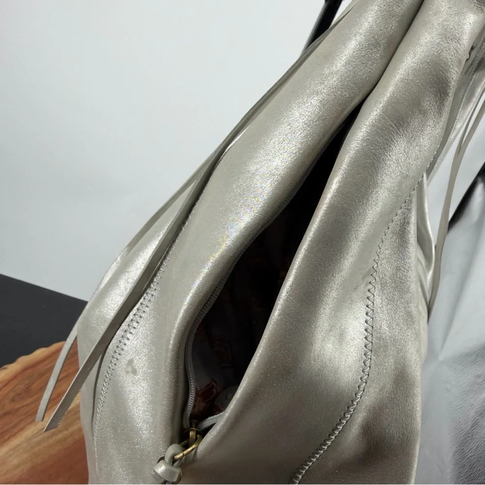 Hobo international Kindred silver metallic Leather Hobo‎ bag braided handle